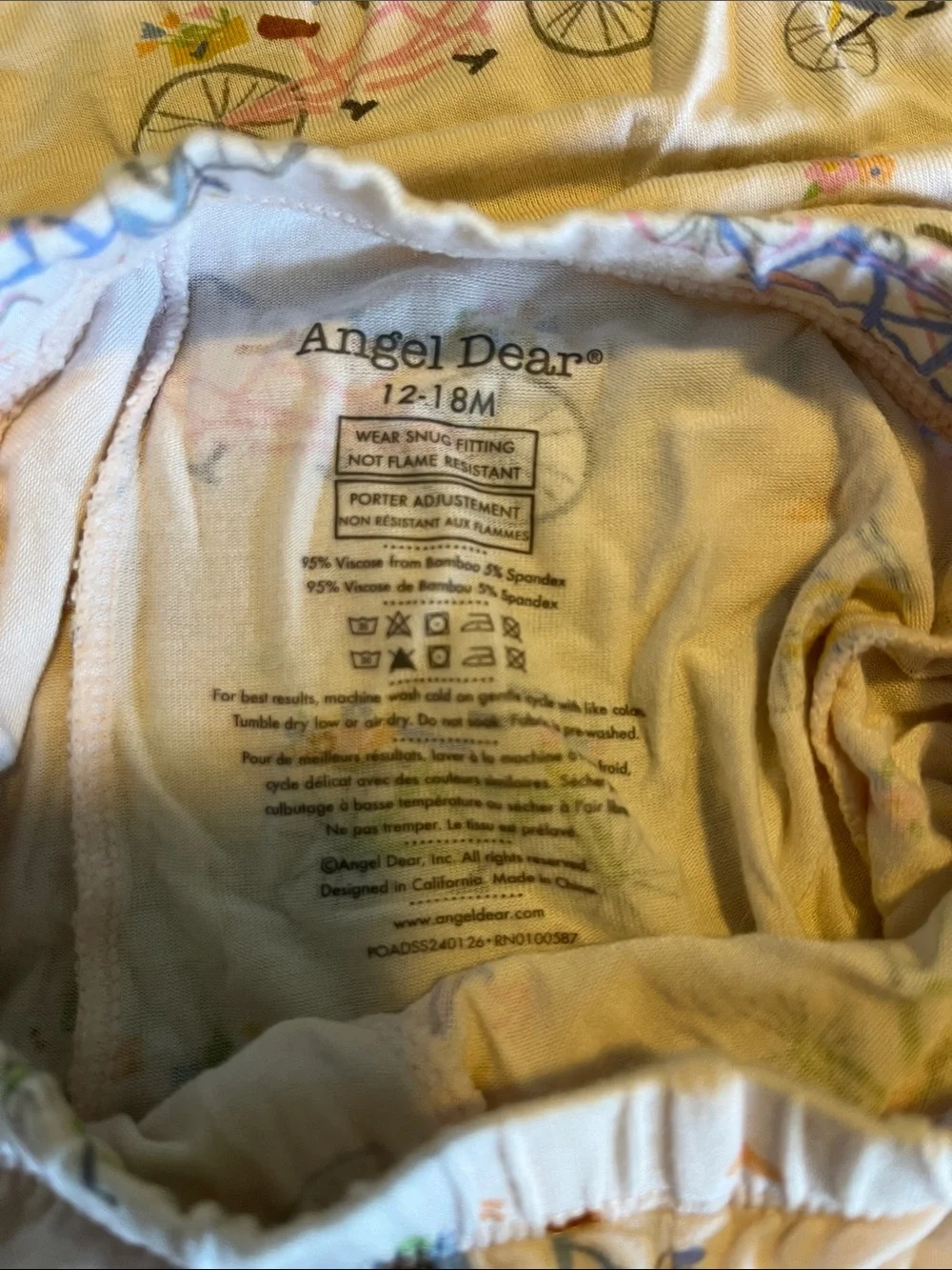 Angel Dear Bamboo Pink Bicycle Shortie Pajama Set Size 12-18 Months